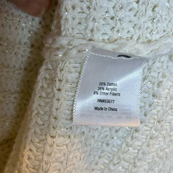 Ana White Open Knit Sweater Cotton Blend Size XL Scoop Neck Boho - Picture 6 of 9